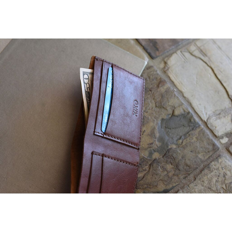 Kiko Men's Classic Leather Wallet - Pebbled Top Grain Cowhide, 6 Card Slots, Slim Bifold Design - View #2