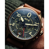 AVI-8 Spitfire AV-4089-02 Lock Bronze Green Japanese Meca-Quartz Chronograph Watch | Stainless Steel/Tan/Green