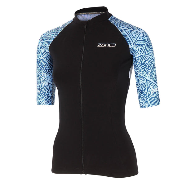 Zone3 Women's Lava Long Distance Top | Black/White/Green