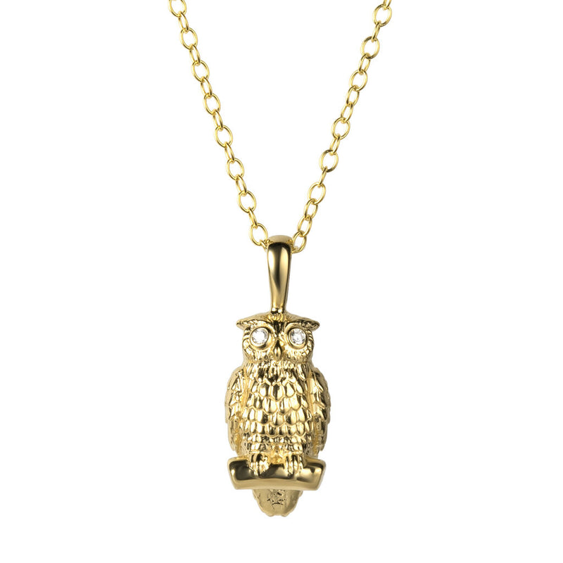 Awe Inspired Owl Charm Necklace | Standard Cable Chain
