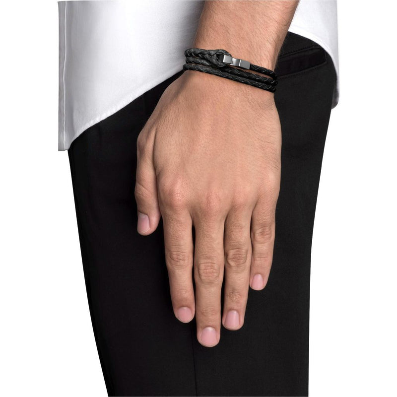 Miansai Matte Black Rhodium Plated Ipsum Wrap Bracelet | Asphalt