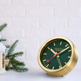 Mondaine 125mm Brushed Aluminum Gold Alarm Clock