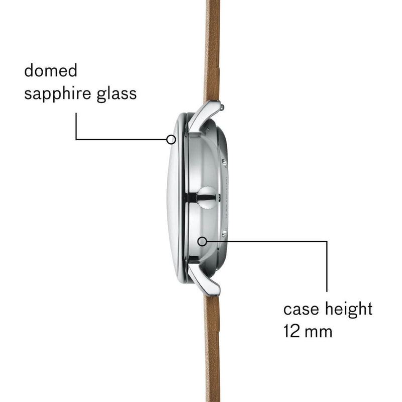 Sternglas Naos Automatik Watch Leather Strap | White Silver/Premium Brown