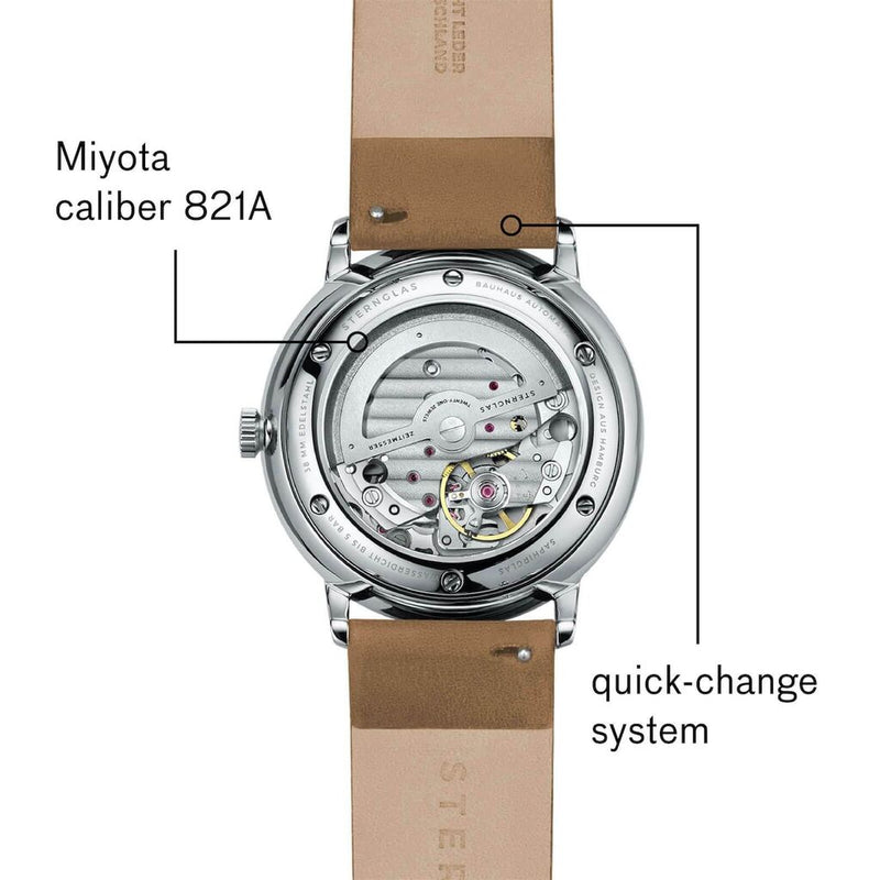 Sternglas Naos Automatik Watch Leather Strap | White Silver/Premium Brown