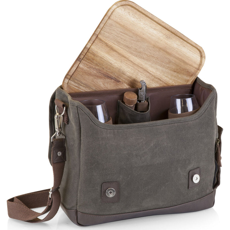 Picnic Time Legacy Adventure Wine Tote | Khaki Green/Brown