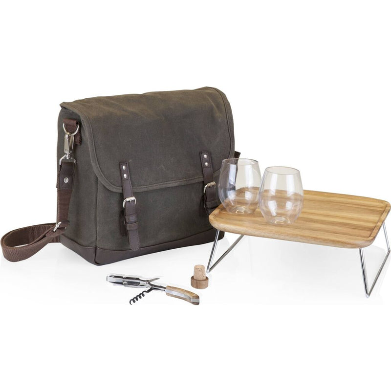 Picnic Time Legacy Adventure Wine Tote | Khaki Green/Brown