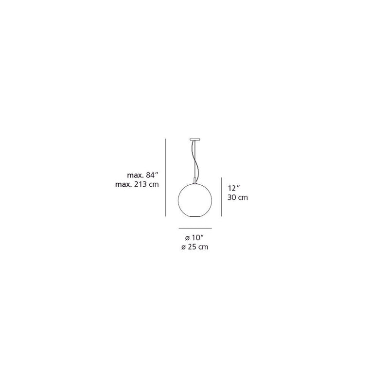 Artemide Sphera E26 10 Suspension Light Max 100W Crome/White