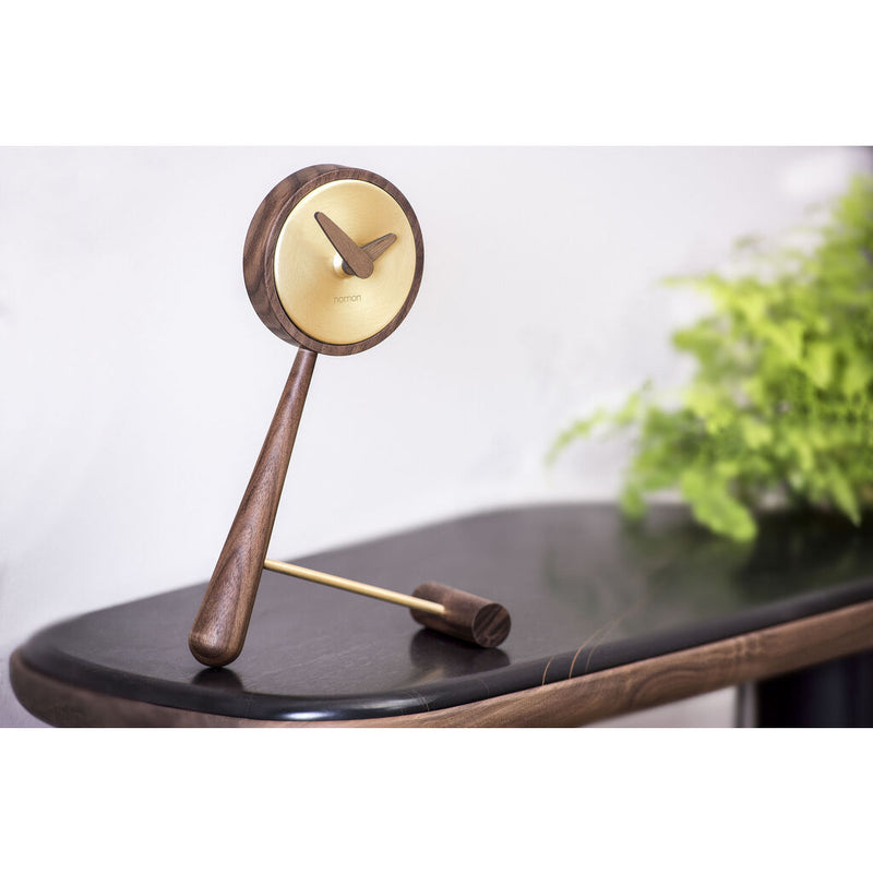 Nomon Mini Puntero G Table Clock | Walnut/Brass