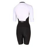 Zone3 Women's Lava Long Distance Short Sleeve Full Zip Trisuit | Black/White/Green