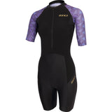 Zone3 Women's Lava Short Sleeve Trisuit | Black/Purple/Gold