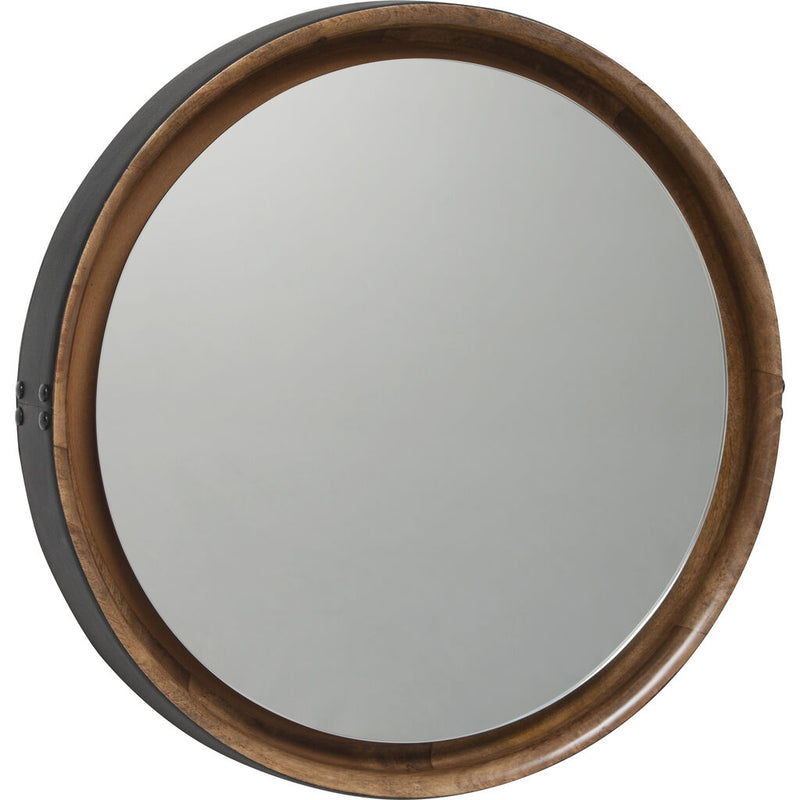 Mater Furniture Sophie Mirror - Small | Natural Mango Wood/Black Leather Rim