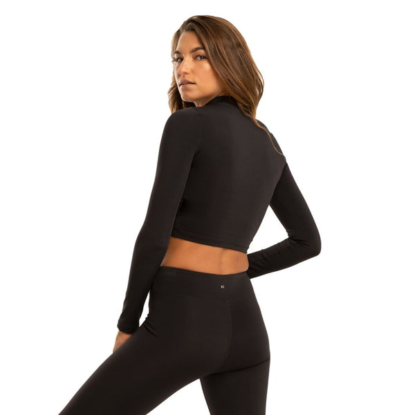 Koral Luca Blackout Long Sleeve Crop Top | Black
