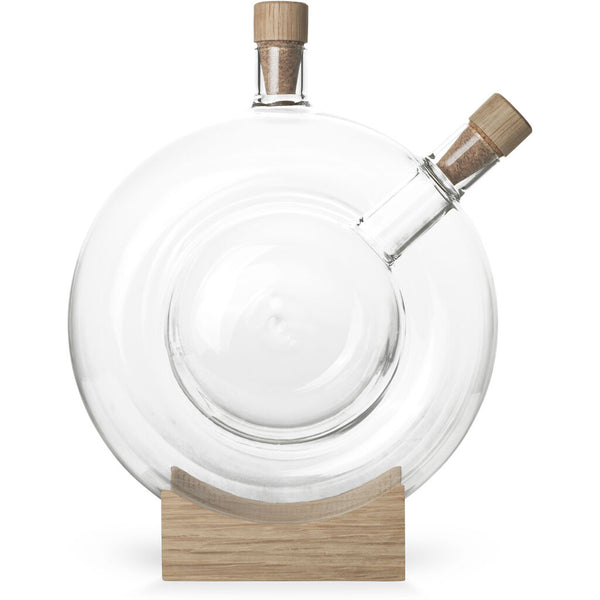 Mater Furniture Double Bottle | Borosilicate Glass/Oak Wood Block/Cork Plugs