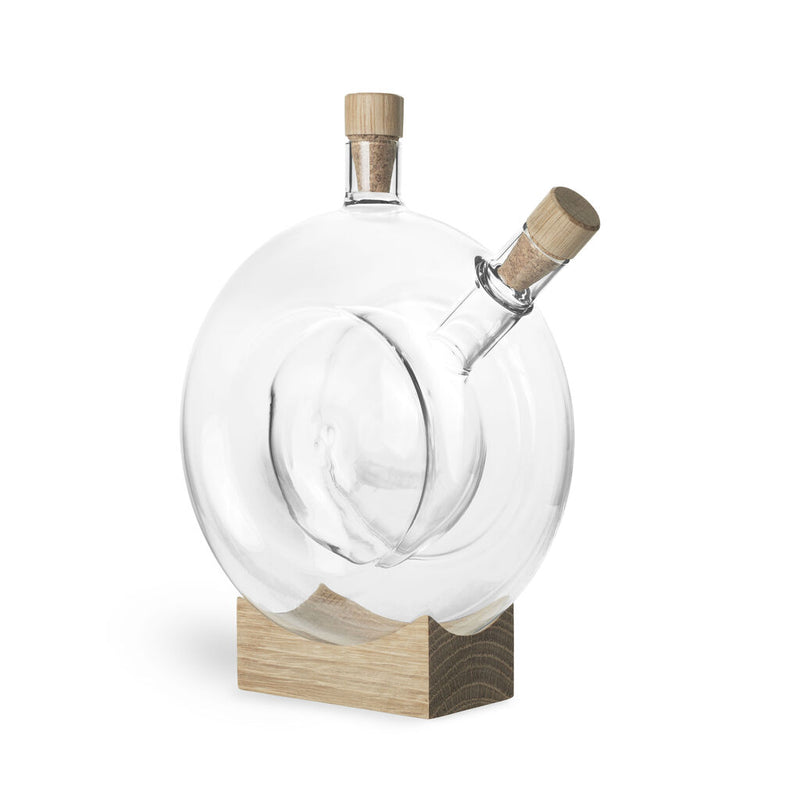 Mater Furniture Double Bottle | Borosilicate Glass/Oak Wood Block/Cork Plugs
