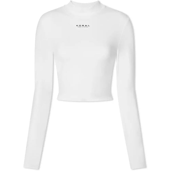 Koral Luca Blackout Long Sleeve Crop Top | White