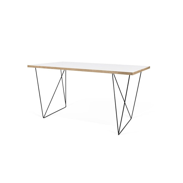 TemaHome Flow Desk | Pure White & Plywood / Black Lacquered Steel 190040-FLOW