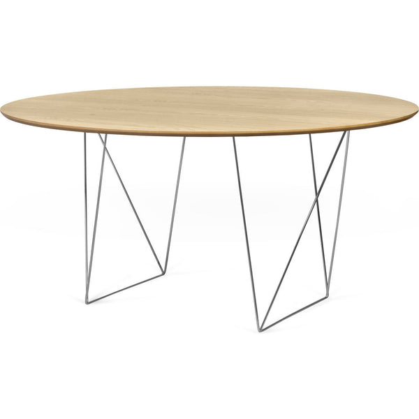 TemaHome Row 150 Round Trestle Dining Table | Oak / Chrome 9500.053573