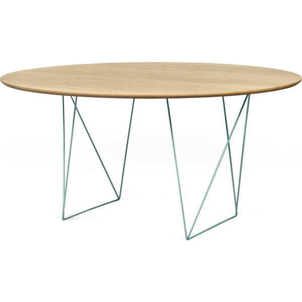 TemaHome Row 150 Round Trestle Dining Table | Oak / Sea Green Steel 9500.05358