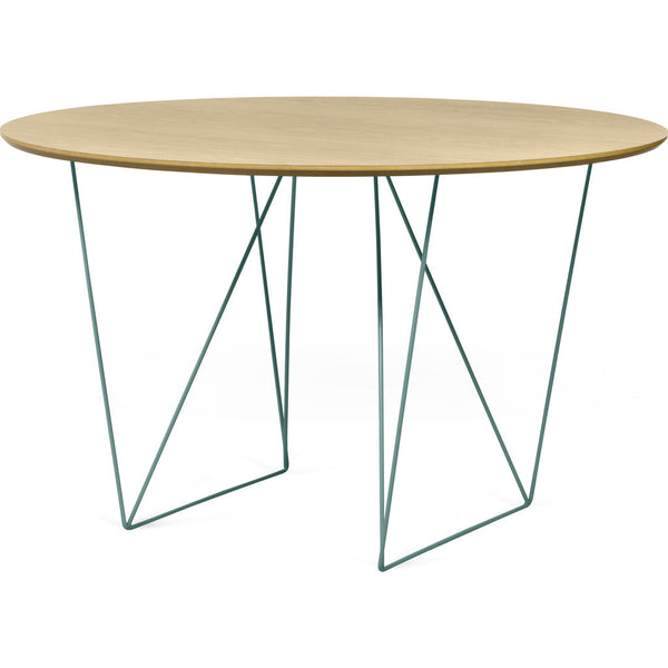 TemaHome Row 120 Round Trestle Dining Table | Oak / Sea Green Steel 9500.053641