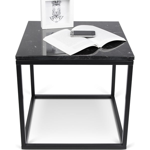TemaHome Prairie 20X20 Marble End Table | Black Marble Top / Black Lacquered Steel Legs 059042-PRAIRIE20MAR