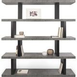 TemaHome Step High Bookcase | Concrete Look / Pure Black 020058-STEPHIGH