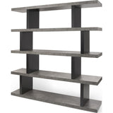 TemaHome Step High Bookcase | Concrete Look / Pure Black 020058-STEPHIGH