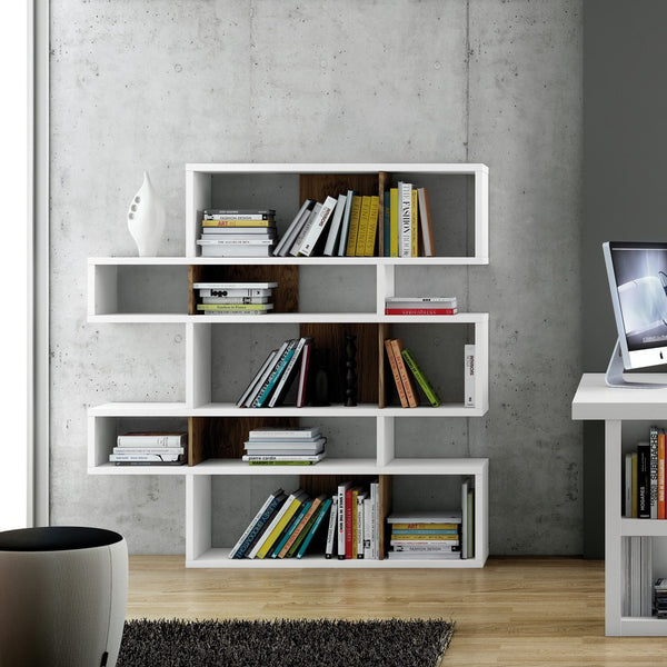 TemaHome London Composition Bookcase 2010-002 | Pure White Frame, Walnut Backs 098020-LONDON2