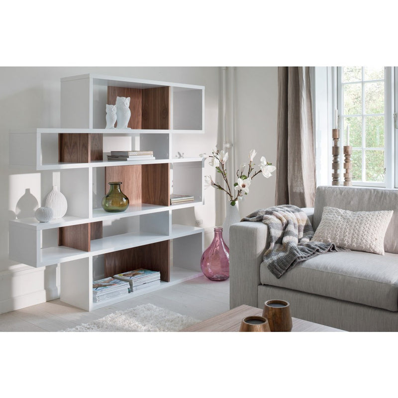 TemaHome London Composition Bookcase 2010-002 | Pure White Frame, Walnut Backs 098020-LONDON2