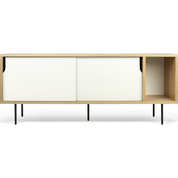 TemaHome Dann Sideboard | Oak Frame, Pure White Doors, Black Lacquered Steel Feet 163011-DANN