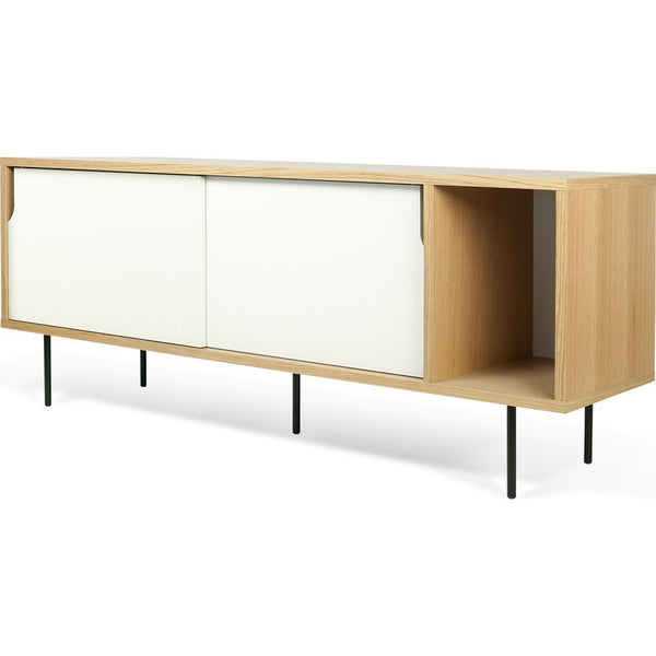 TemaHome Dann Sideboard | Oak Frame, Pure White Doors, Black Lacquered Steel Feet 163011-DANN