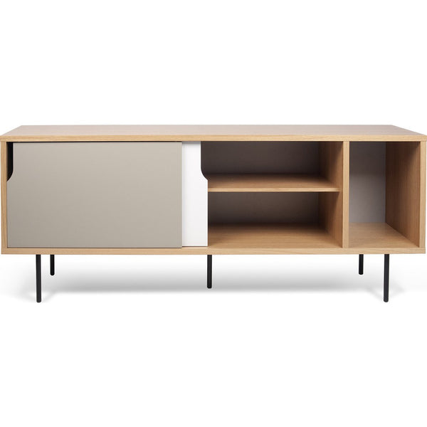 TemaHome Dann Sideboard | Oak Frame, Pure White/Matte Grey Doors, Black Lacquered Steel Feet 163011-DANN