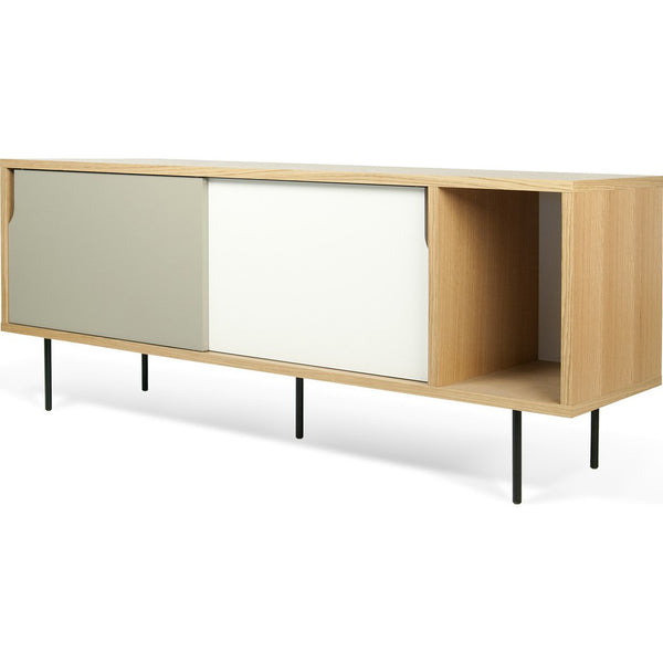 TemaHome Dann Sideboard | Oak Frame, Pure White/Matte Grey Doors, Black Lacquered Steel Feet 163011-DANN