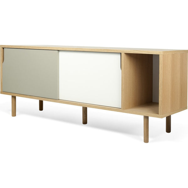 TemaHome Dann Sideboard | Oak Frame, Pure White/Matte Grey Doors, Oak Feet 163011-DANN