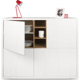 Temahome Niche Cupboard w/ Notched Doors & White Base | Pure White/Oak
