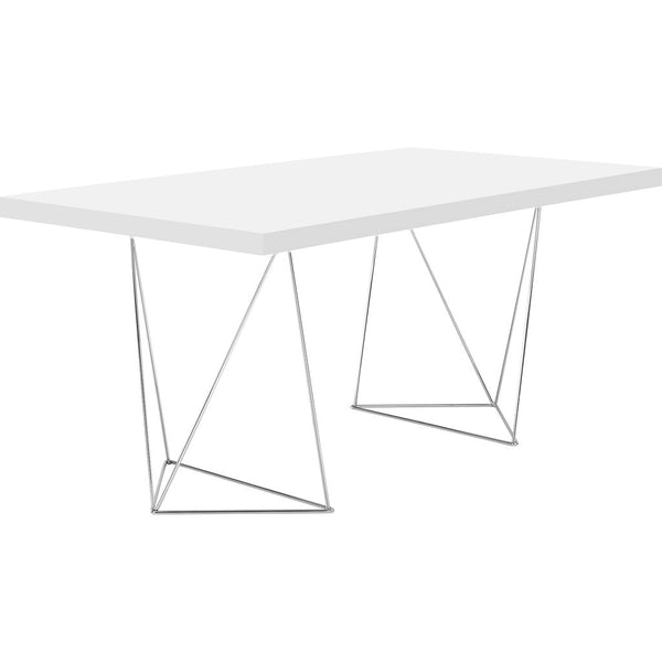 TemaHome Multi 160 Trestle Dining Table | Pure White / Chrome 9500.61123