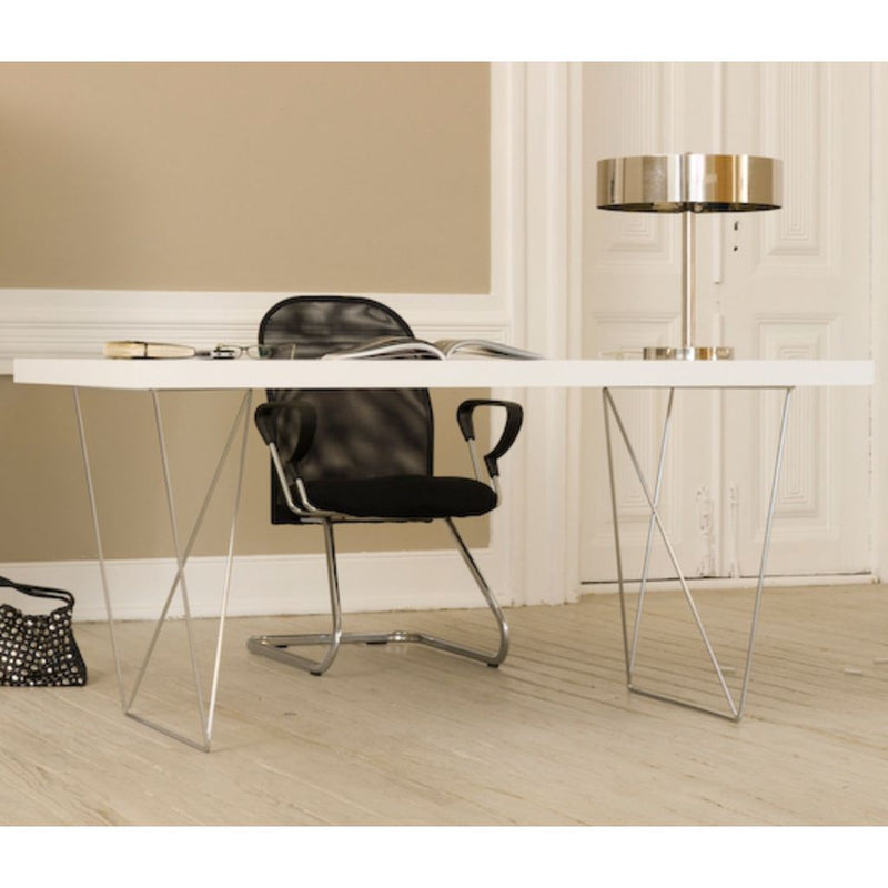 TemaHome Multi 160 Trestle Dining Table | Pure White / Chrome 9500.61123