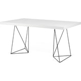 TemaHome Multi 160 Trestle Dining Table | Pure White / Black Lacquered Steel 9500.613784