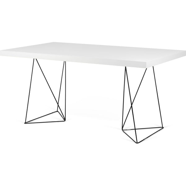 TemaHome Multi 180 Trestle Dining Table | Pure White / Black Lacquered Steel 9500.613821