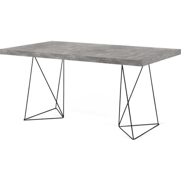 TemaHome Multi 160 Trestle Dining Table | Concrete Look / Black Steel Legs 9500.613982