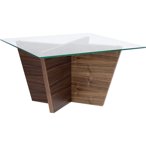 TemaHome Oliva Square Top End Table | Walnut / Glass Top 9500.624544