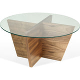 TemaHome Oliva Round Top End Table | Walnut / Glass Top 9500.624551
