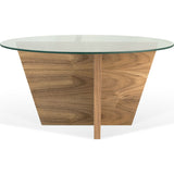 TemaHome Oliva Round Top End Table | Walnut / Glass Top