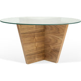 TemaHome Oliva Round Top End Table | Walnut / Glass Top 9500.624551