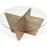TemaHome Oliva Round Top End Table | Walnut / Glass Top 9500.624551