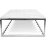 TemaHome Prairie 47X30 Marble Coffee Table | White Marble Top/Chrome Legs 059042-PRAIRIE47MAR