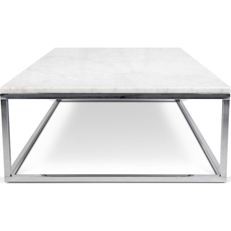 TemaHome Prairie 47X30 Marble Coffee Table | White Marble Top/Chrome Legs 059042-PRAIRIE47MAR