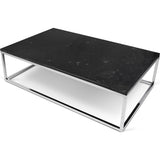 TemaHome Prairie 47X30 Marble Coffee Table | Black Marble Top / Chrome Legs 059042-PRAIRIE47MAR