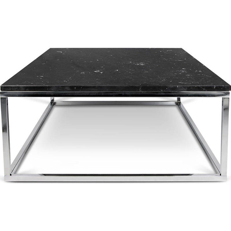 TemaHome Prairie 47X30 Marble Coffee Table | Black Marble Top / Chrome Legs 059042-PRAIRIE47MAR