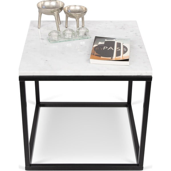TemaHome Prairie 20X20 Marble End Table | White Marble Top/Black Lacquered Steel Legs 059042-PRAIRIE20MAR