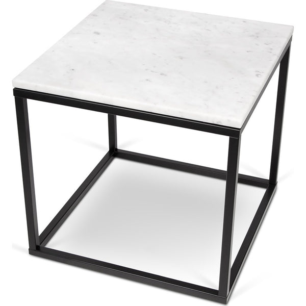TemaHome Prairie 20X20 Marble End Table | White Marble Top/Black Lacquered Steel Legs 059042-PRAIRIE20MAR